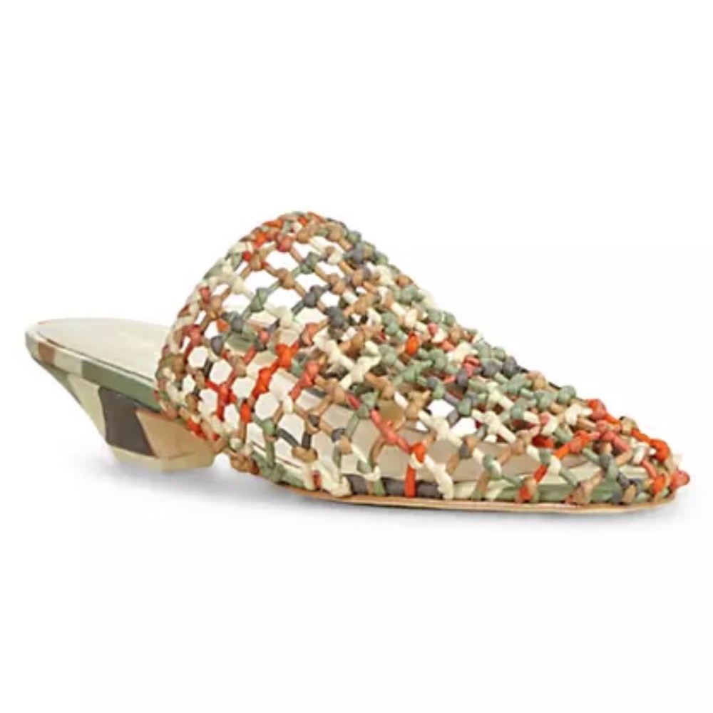 Cult Gaia Woven Net Monica Mule In Light Lava 35.5 NEW